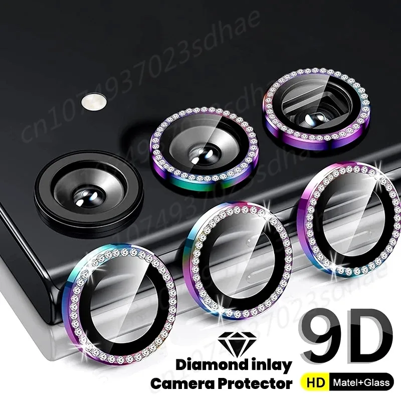 Diamante para Samsung A55 A35 5G A54 A34 5G 9H Protector de lente de cámara de vidrio templado cubierta de anillo de aleación para Galaxy A 54 34 24 14 2023 - imagen 2