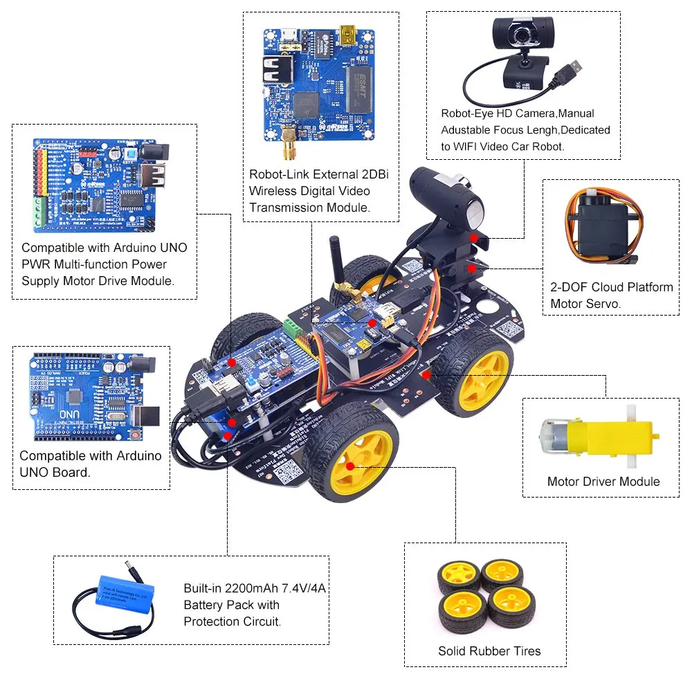 XiaoR-Kit de coche Robot inteligente Geek DS WiFi para Arduino UNO R3, Control remoto, cámara HD, FPV, aprendizaje de robótica y juguete electrónico - imagen 3