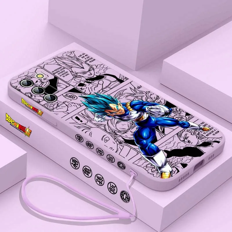 D-Dragon Ball Comic Vegeta para Samsung Galaxy S25 S24 S23 S22 S21 S10 FE Plus Ultra 5G cubierta de la caja del teléfono de la cuerda izquierda líquida - imagen 5