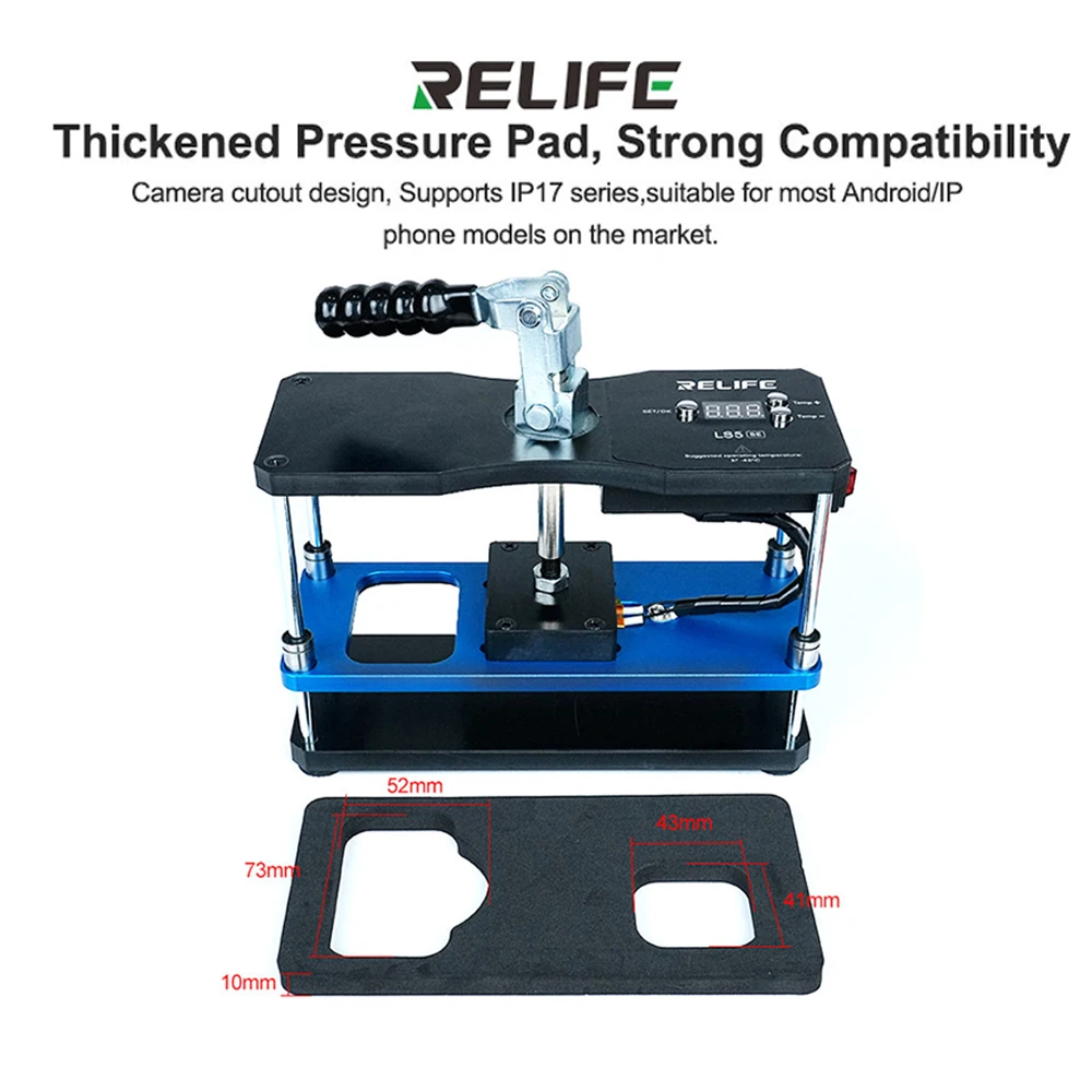 RELIFE LS5 SE Mesa de presión de calor dual para reparación de teléfonos móviles cubierta trasera marco de calefacción/herramienta de refuerzo de presión de calor de pantalla - imagen 5