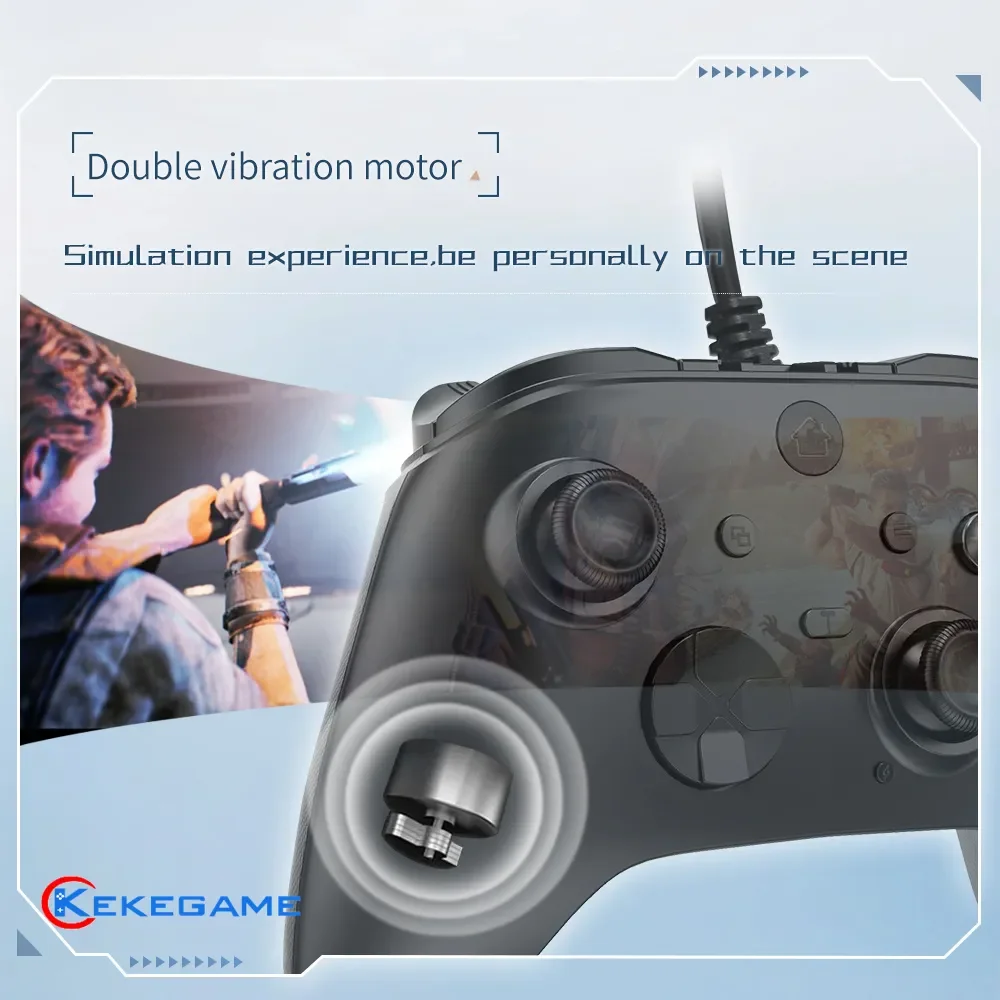 Controlador con cable para PC PS3 Android TV-BOX con disparador Hall doble vibración trasera 4 teclas programables Turbo - imagen 5