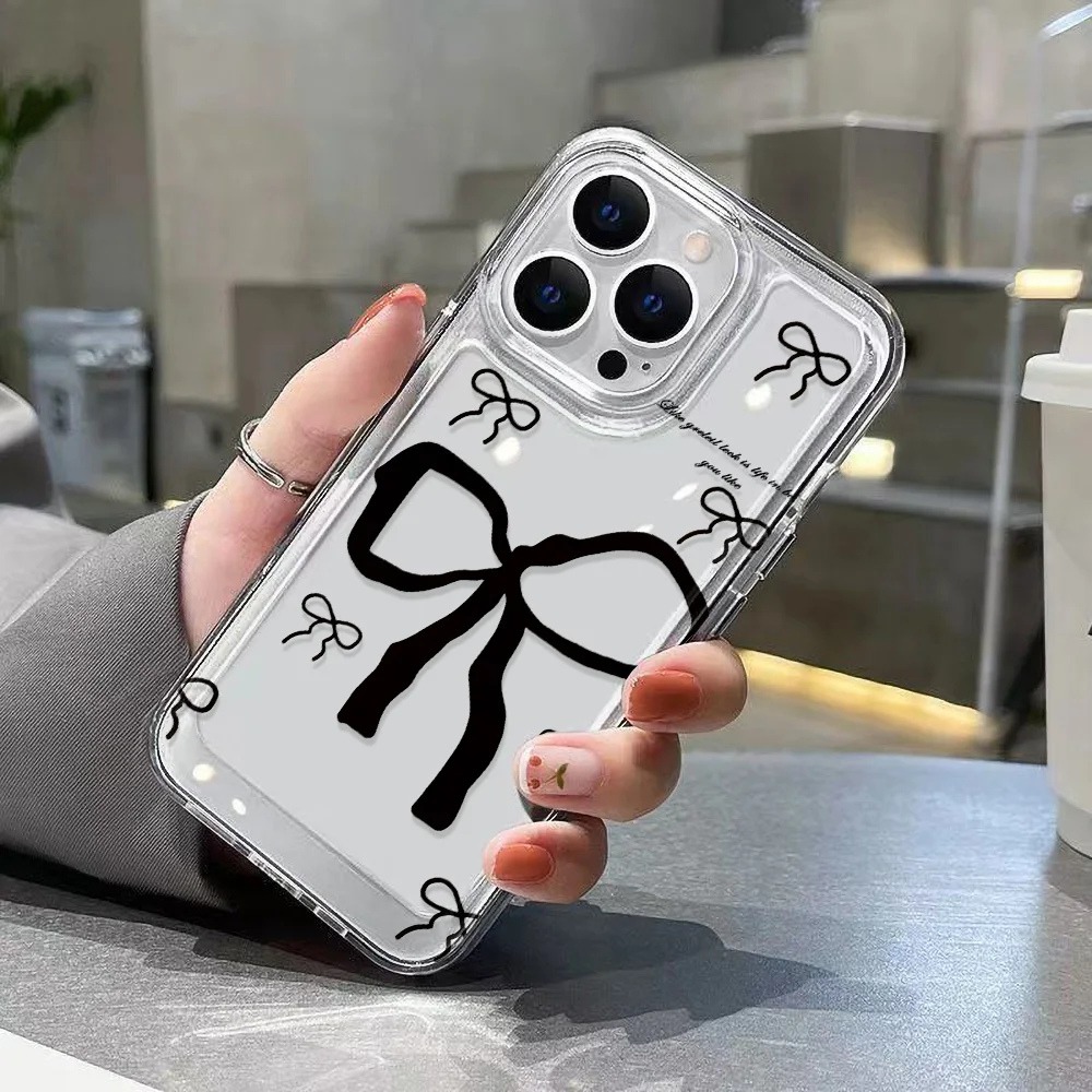 Funda de teléfono con nudo de lazo para iPhone 16E 16 Pro Max 13 11 15 14 12 16promax 15promax 14promax Funda de silicona suave transparente - imagen 2