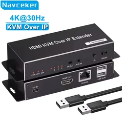 Extensor HDMI KVM 4K 200 m por IP RJ45 – Transmisor, Receptor y USB