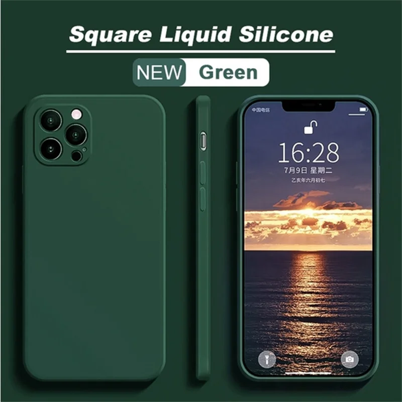 Funda de teléfono de silicona líquida cuadrada Original para iPhone 11 12 13 14 15 Pro Mini XS Max X XR 15 Plus funda protectora de lente Coque - imagen 4