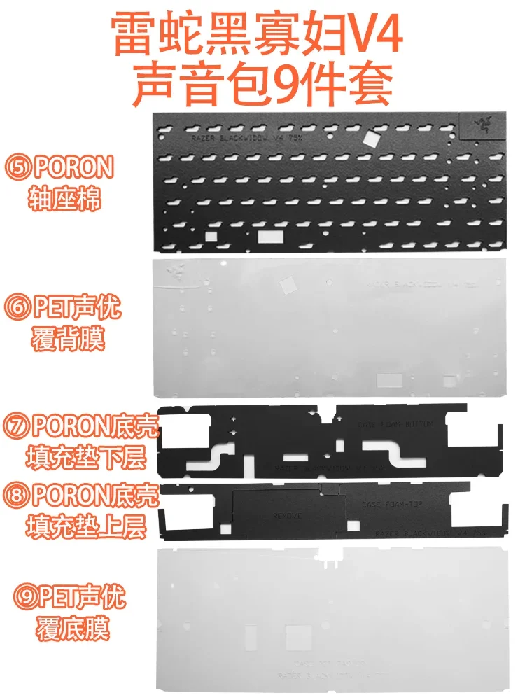 Razor Black Widow-teclado V4 75%, paquete de sonido, placa PORON, espuma IXPE, Switch pad, película HIFI - imagen 2