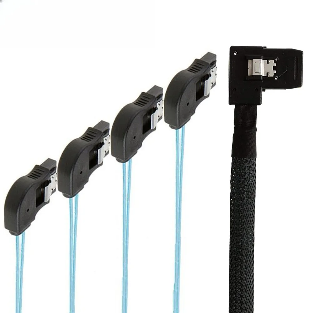 Cable de servidor MiniSAS SFF-8087 de ángulo recto 4SATA 7P: solución de alto rendimiento para una transferencia de datos confiable y una conectividad de servidor - imagen 4