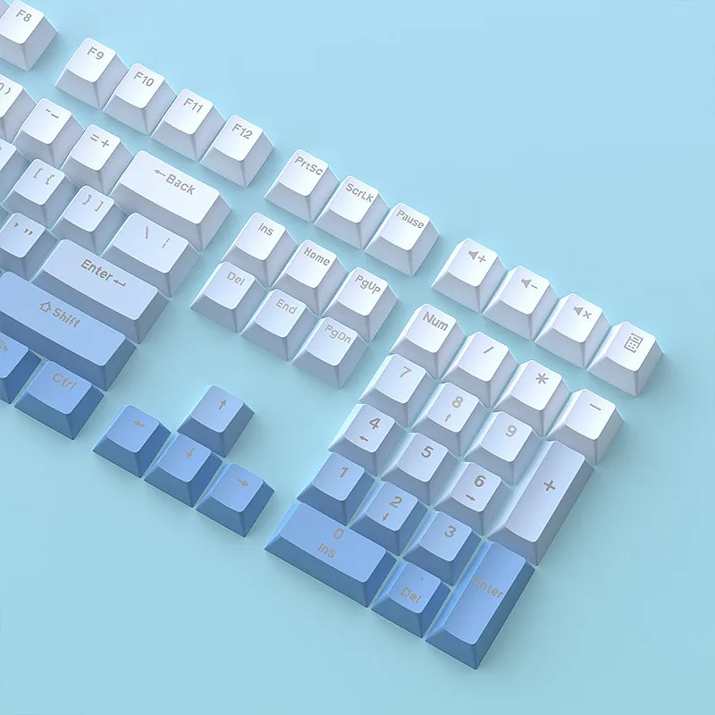 Sky Blue Shine Through Keycap PBT Material Doubleshot Perfil OEM para todos los teclados mecánicos MX 61% 66% 98 % 100% 108% - imagen 3
