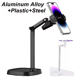 Soporte giratorio telescópico para tableta de escritorio, rotación de 360 ° para teléfono móvil Samsung, Xiaomi, Huawei