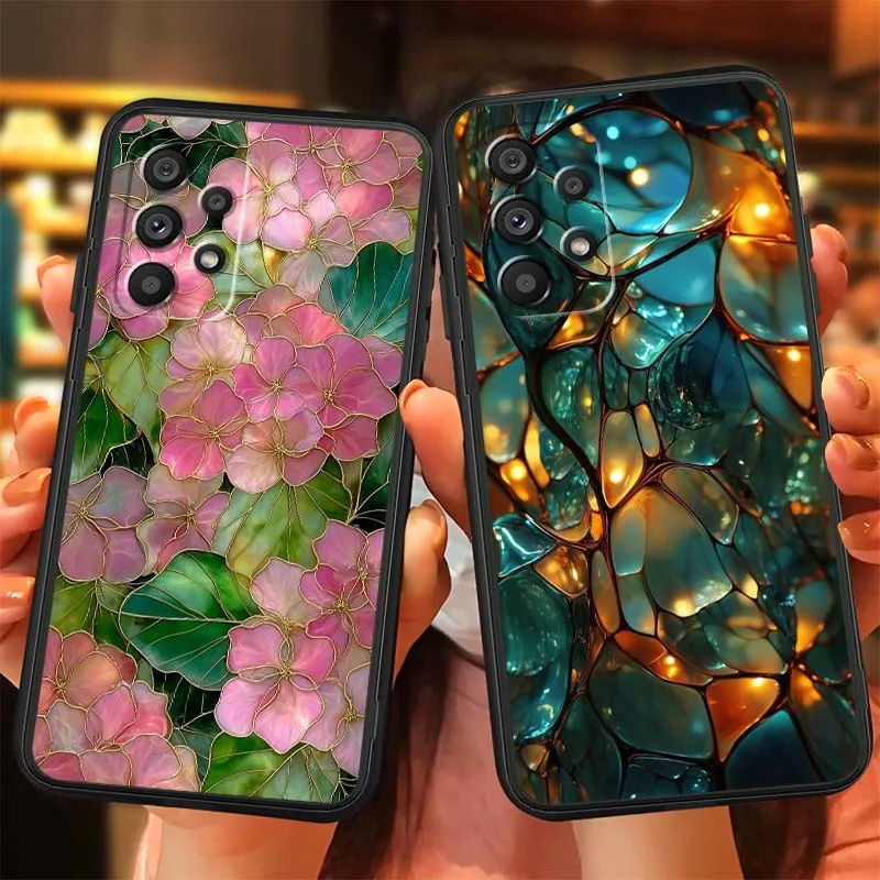 Funda de teléfono con diseño de lujo de arte creativo para Samsung A73 A72 A71 A55 A54 A53 A52 A51 A13 A22 A16 A15 A05s A14 A05 A06 5G negro - imagen 4