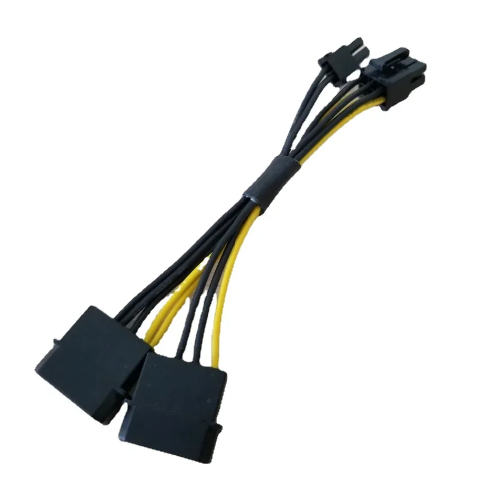 Tarjeta de visualización de vídeo gráfica Dual IDE Molex a PCI-E PCI Express de 4 pines GPU 8 pines (6 pines + 2 pines) Cable de alimentación 18AWG 15cm