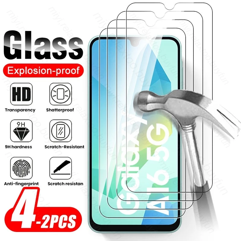 Samung A16 5G vidrio 4/2 Uds 9H cubierta protectora de pantalla de vidrio templado para Samsung Galaxy A16 5G A06 4G A 16 06 16A 06A película de teléfono