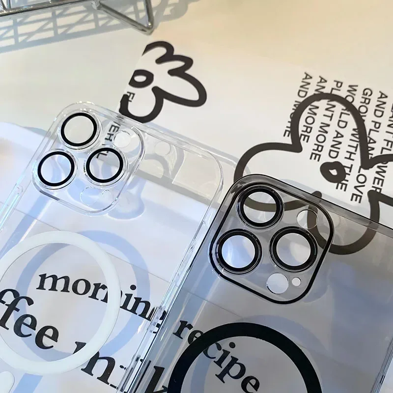 Funda magnética dura transparente para Magsafe para iPhone 16, 15, 14, 13, 12, 11 Pro Max Plus, películas para lentes, carga inalámbrica, cubierta ultrafina para PC - imagen 2