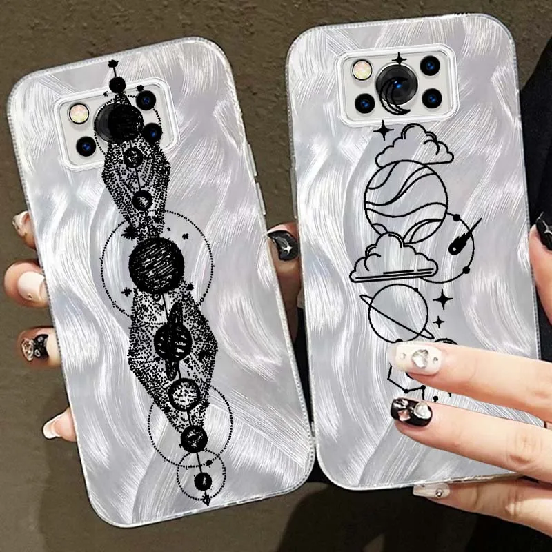 Funda artística espacial para Xiaomi Poco X3 X5 X6 X7 M3 M4 M5S M6 F5 F3 C65 C55 C75 Pro NFC textura de plumas funda de teléfono