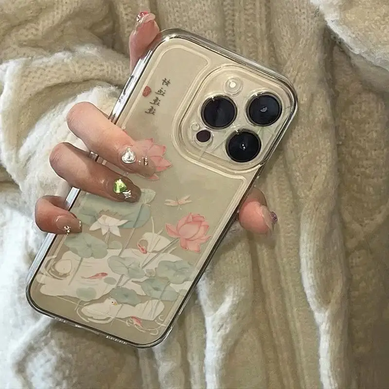 Lotus Pond TPU funda de teléfono para iPhone 7 8 XR XS Max 11 12 13 14 15 Pro Max 14 16 Plus cubierta protectora de pantalla a prueba de golpes - imagen 5
