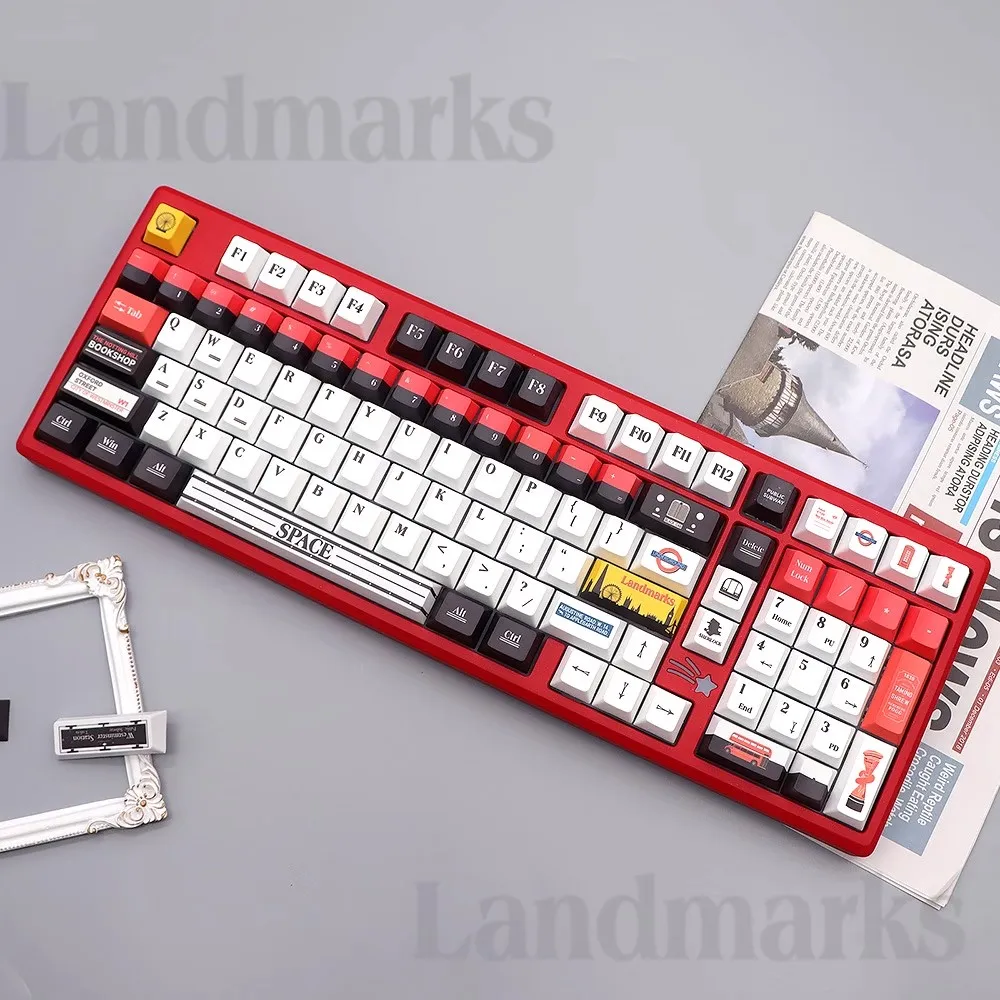 Juego de 155 teclas JSJT, teclas con tema de Londres, teclas con subcama de tinte PBT, perfil de cereza, teclas a prueba de luz para Wooting ND63 HI75 QK80 87 - imagen 5