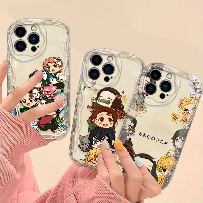 Preciosa funda de onda suave Demon Slayer para iPhone 16 15 14 13 12 11 Pro Max X XR XS 8 7 Plus SE 2020, funda trasera de silicona a prueba de golpes - imagen 4