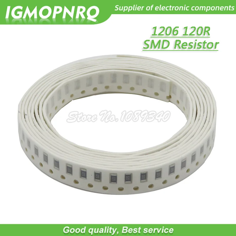 IGMOPNRQ-resistencia de chip de 100 ohm, 1206 piezas, 1%, 120, 0,25 W, 1/4W, 120R, 121