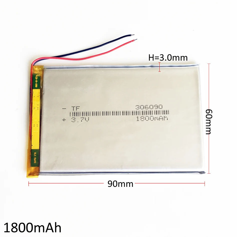 Batería recargable Lipo de polímero de litio, 3,7 V, 1800mAh, para libros electrónicos, Banco de energía de 7 pulgadas, tableta, PC, portátil, Bluetooth 306090