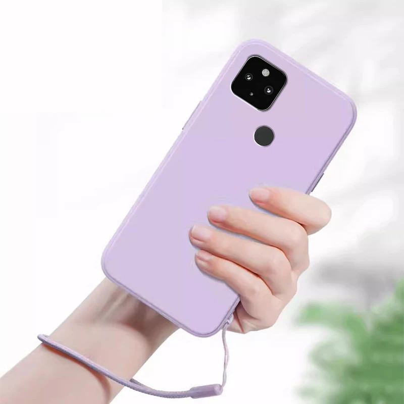 Funda de silicona líquida para Google Pixel 5 4 3 Pixel 5A 4A 3A XL 4G 5G, Funda protectora suave con cordón - imagen 2