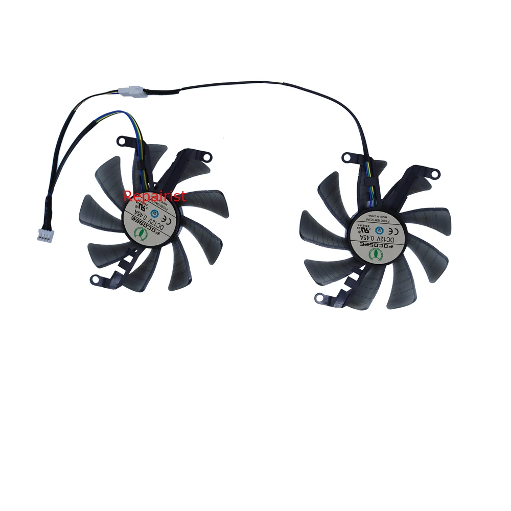 Ventilador de vídeo gráfico, enfriador VGA, para GALAX RTX 2060 1-Click OC,para GALAX GTX 1660 Snapdragon, T129215SU,FY09015M12LPA, Juego de 2 uds. - imagen 2
