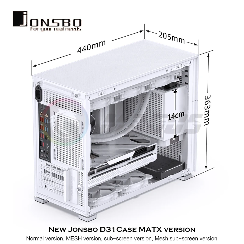 Jonsbo-carcasa para PC Gamer DIY 360, refrigeración por agua, chasis de ordenador, Monitor de malla de vidrio lateral, Serie de PineCones - imagen 3