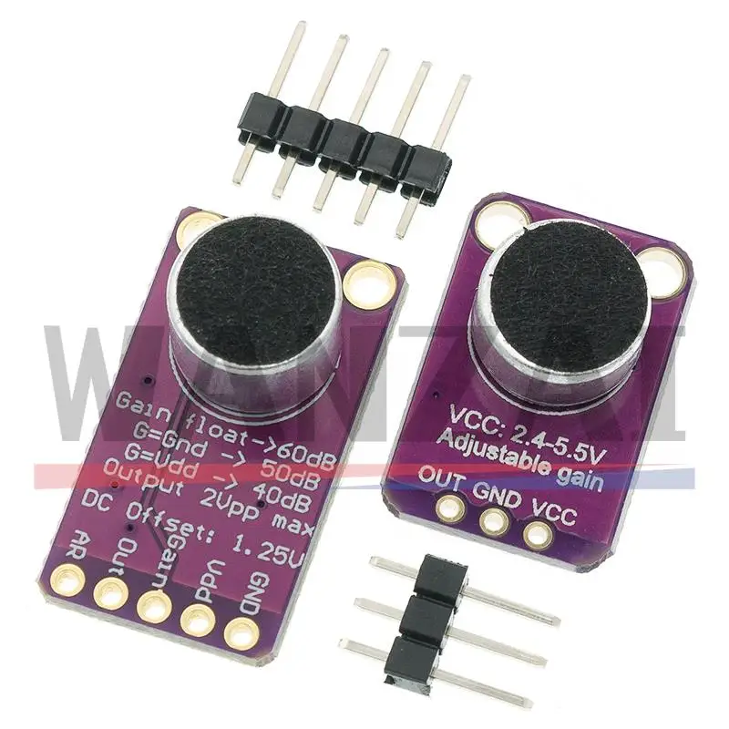 Placa amplificadora AGC de micrófono MAX9814, módulo de Sensor de sonido, Control de ganancia automático, ataque para Arduino MAX4466, placa PCB, Kit Diy - imagen 5