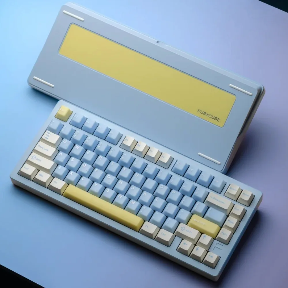 Juego de teclas con tema de Jade azul, 129 teclas ABS y PBT, tapa de teclado personalizada en azul y blanco, perfil de cereza, teclas para teclado mecánico - imagen 2