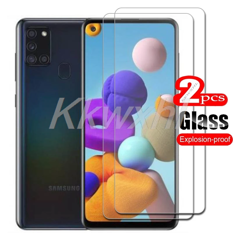 2 uds para Samsung Galaxy A21s 6,5 "9H HD cubierta de vidrio templado en GalaxyA21s GalaxyA21 A21 Protector de pantalla película transparente