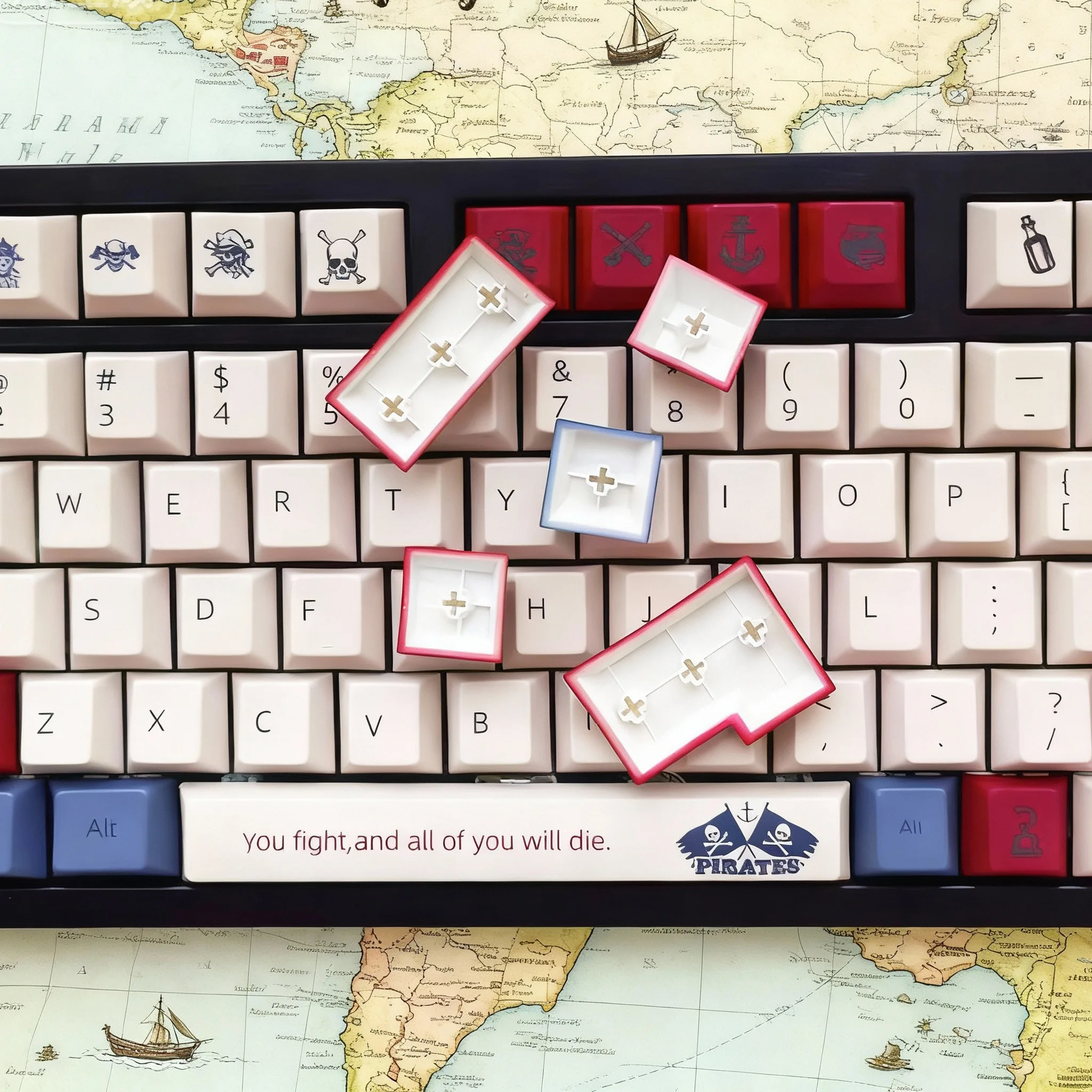 Teclas PBT de sublimación de tinte de cinco lados, 130 teclas, perfil OEM, teclado temático pirata personalizado para teclado MX Switch - imagen 3