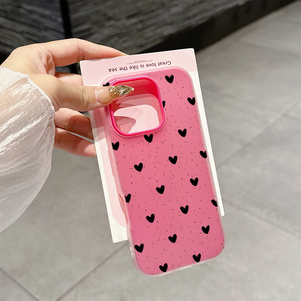 Funda de teléfono de caramelo mate con lunares y corazón negro para Honor 400 Lite 400 Pro Magic 6 90 Lite 5G Honor X7B X9B, funda suave antigolpes - imagen 2
