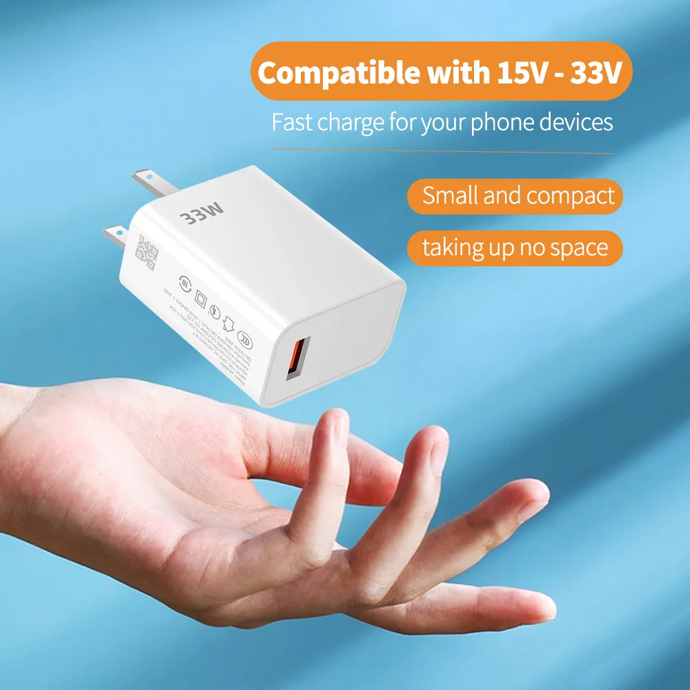Cargador USB de 33W, carga rápida 3,0, enchufe UE/EE. UU., adaptador de pared de viaje, Cable USB tipo C 6A, adaptador de corriente de cargador de carga rápida portátil - imagen 4