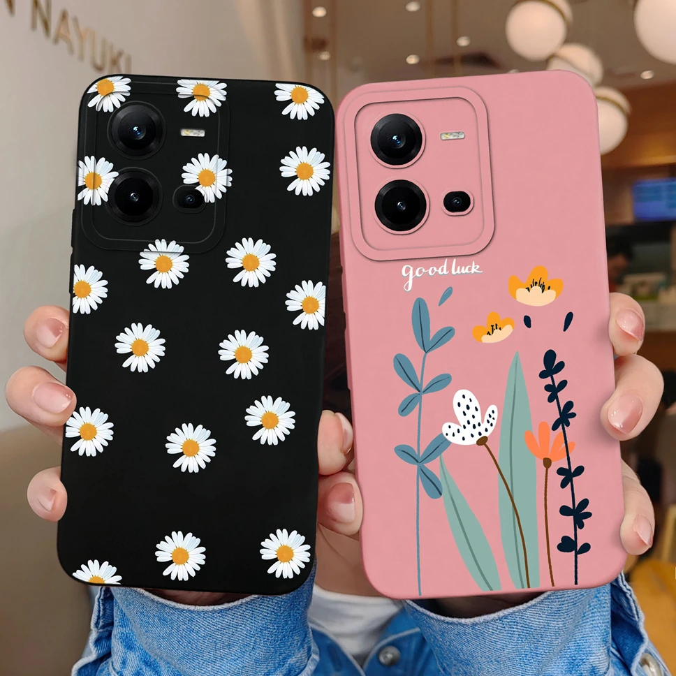 Para Vivo V25 V25E 4G 5G Funda de teléfono moda Margarita suave líquido a prueba de golpes cubierta trasera para Vivo V 25 V25 E Funda Shell Capa - imagen 2