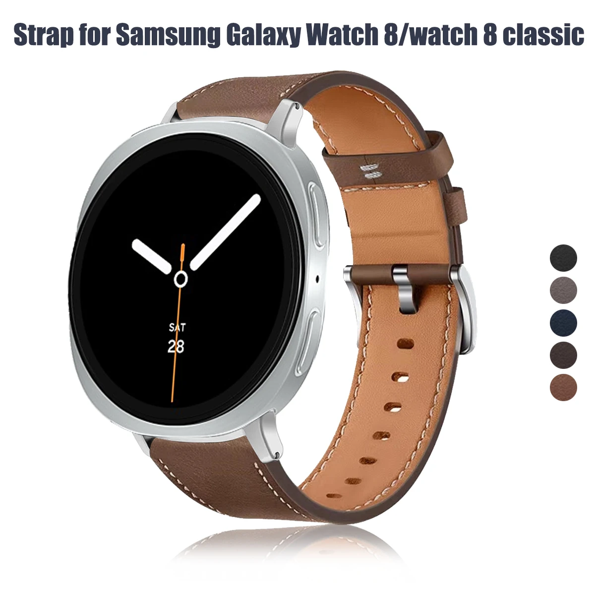 Correa de cuero para reloj Samsung Galaxy Watch 8/Watch 8, Correa clásica de 40mm, 44mm y 46mm, Correa informal para Samsung