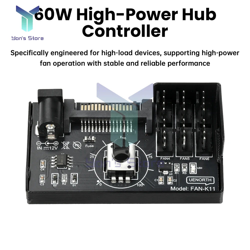 Controlador de velocidad del ventilador PWM SATA en regulador de ventilador de 4 pines para servidor NAS regulador de velocidad del ventilador 4 vías 6 vías PWM ventilador HUB Kit electrónico - imagen 5