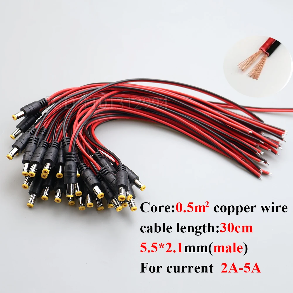 1 pieza 5,5*2,1/2,5mm macho hembra cable adaptador enchufe fuente de alimentación 12V DC conectores conjunto para tira de luz LED cámara CCTV - imagen 5