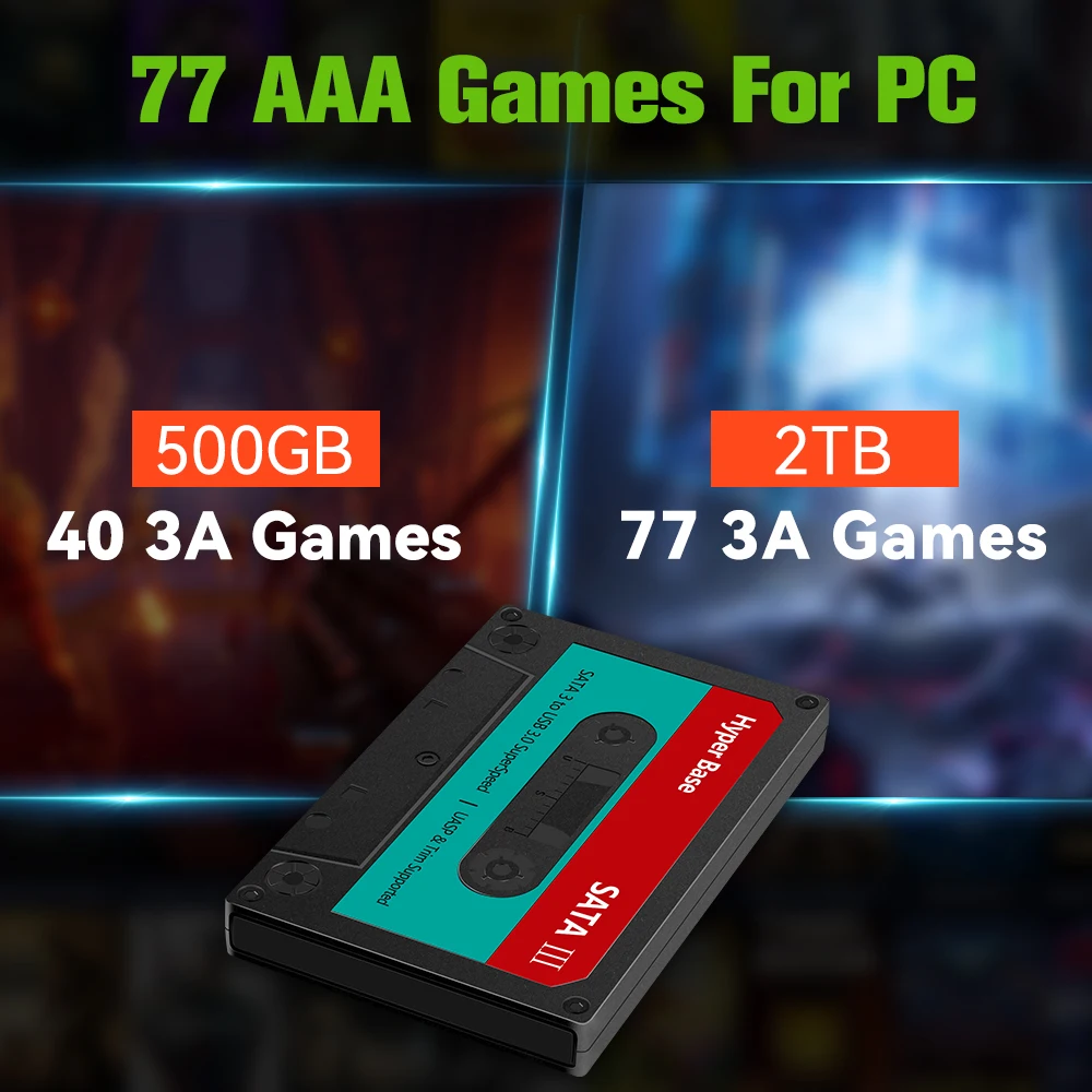 Disco duro para juegos AAA Playnite para Windows 500GB/2TB HDD para juegos con juegos de PC para consolas de juegos portátiles PS4/PS3/PS1/N64 - imagen 2