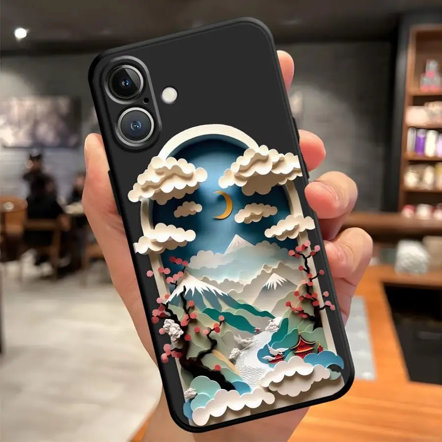 Funda para iPhone 7 8 15 16 14 Plus 13 12 11 17 Pro Max XR XS Max 17Air cubierta de teléfono suave negra suspensión de cielo de verano - imagen 3