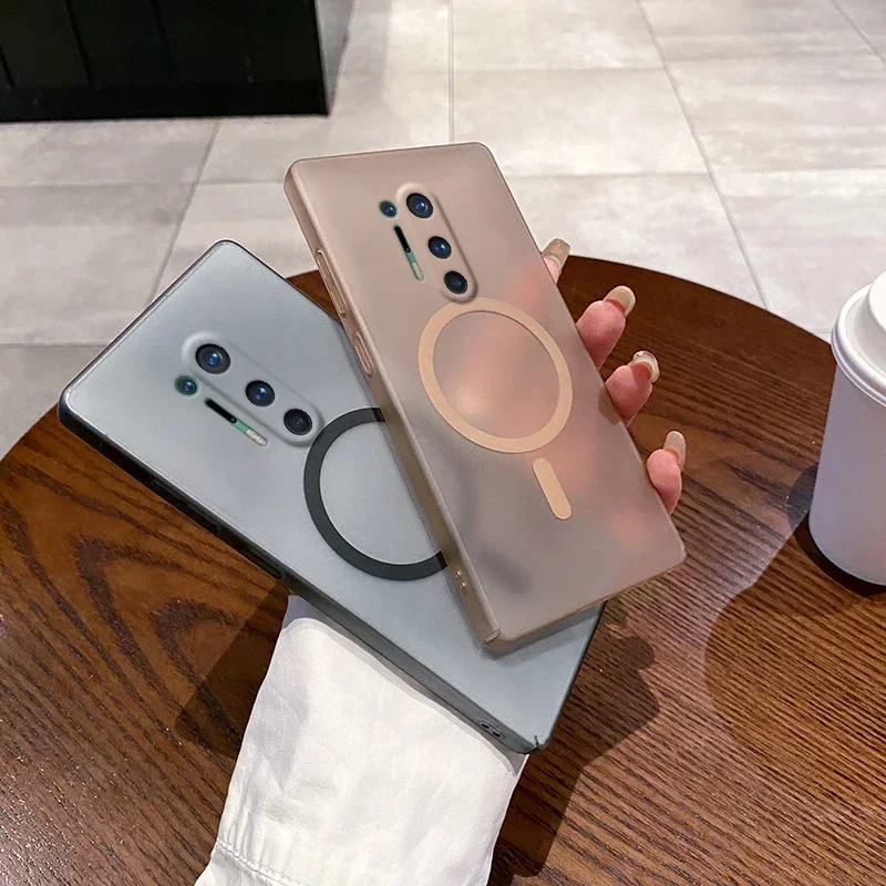 Para funda Magsafe para OnePlus 8 Pro One Plus 8 Pro carga inalámbrica magnética cubierta trasera dura mate funda de teléfono de lujo - imagen 3
