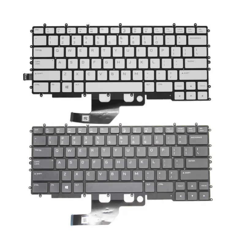 Teclado para portátil estadounidense con retroiluminación RGB para Dell Alienware M15 R2 2019 año sin marco negro/blanco