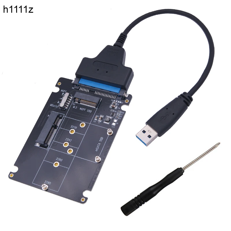 Adaptador SSD M.2 NGFF o MSATA a SATA 3,0 adaptador USB 3,0 a 2,5 SATA disco duro 2 en 1 Cable de tarjeta lectora convertidor para PC portátil