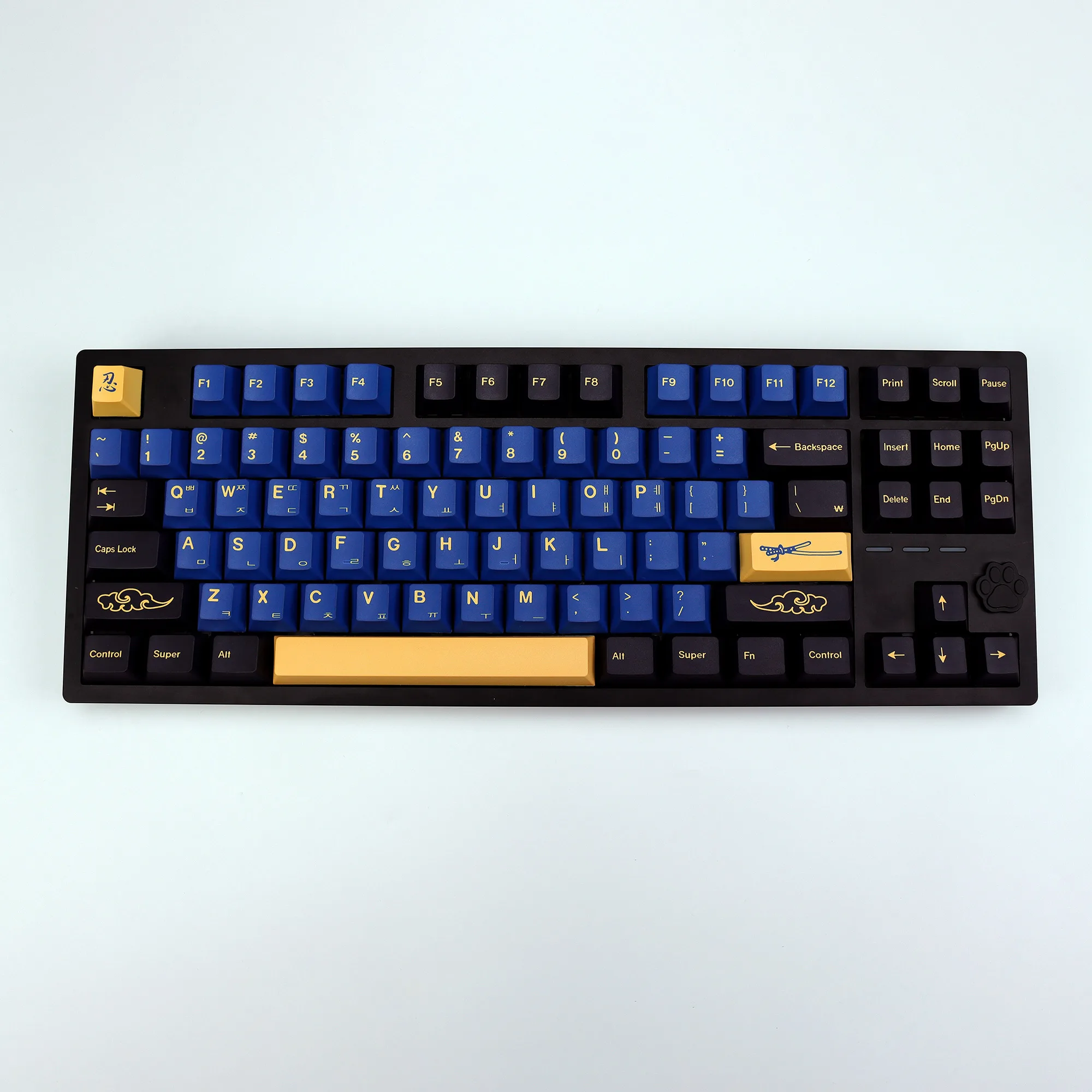 KBDiy Retro GMK azul samurái Keycap coreano Cherry Alice Split Space PBT Keycaps personalizado para Aula F75 60 Teclado mecánico Gamer - imagen 4