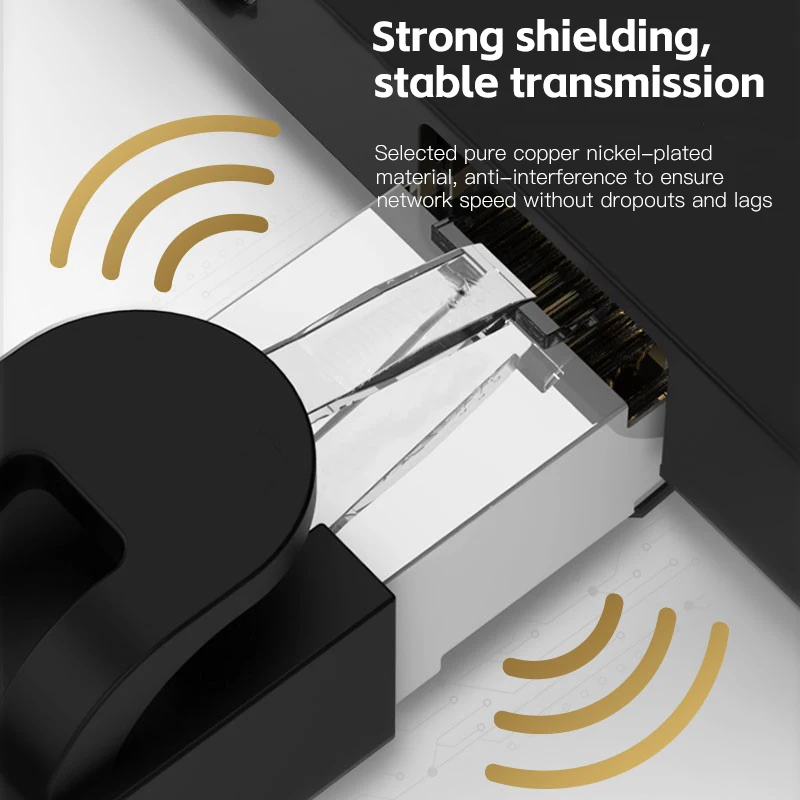 Cat6 paso a través de enchufe Modular RJ45 blindado chapado en oro 8P8C RJ45 extremos conectores de red UTP STP para cables trenzados sólidos - imagen 4