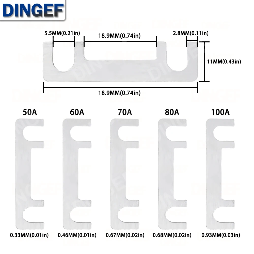 Fusible automático tipo placa plana 32V tipo horquilla perno batería fusible soporte de modificación de coche 30A 40A 50A 100A fusible de coche perno de horquilla plana - imagen 5