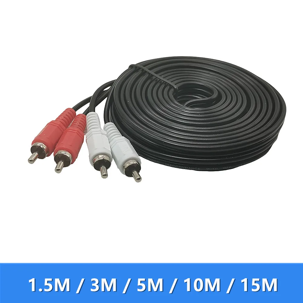 Cable estéreo 2 RCA macho a 2RCA macho, Cable de Audio estéreo para amplificadores de HDTV de cine en casa, sistemas Hi-Fi, 1,5 M, 3M, 5M