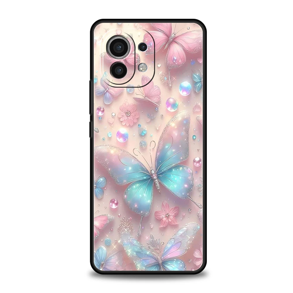 Funda de teléfono para Xiaomi 15 14 13 12 Lite 14T 13T 12T Pro Poco X7 X6 X5 X4 X3 NFC F7 Ultra F6 Pro funda suave floral y mariposa - imagen 2