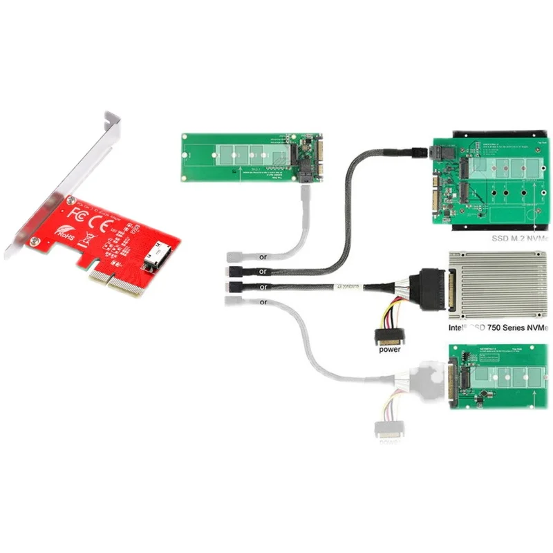 Tarjeta adaptadora PCI-E X4 a Oculink SFF-8612 interfaz U.2 PCIe 3,0 4x rendimiento duradero confiable rápido para transmisión de datos de alta velocidad - imagen 4