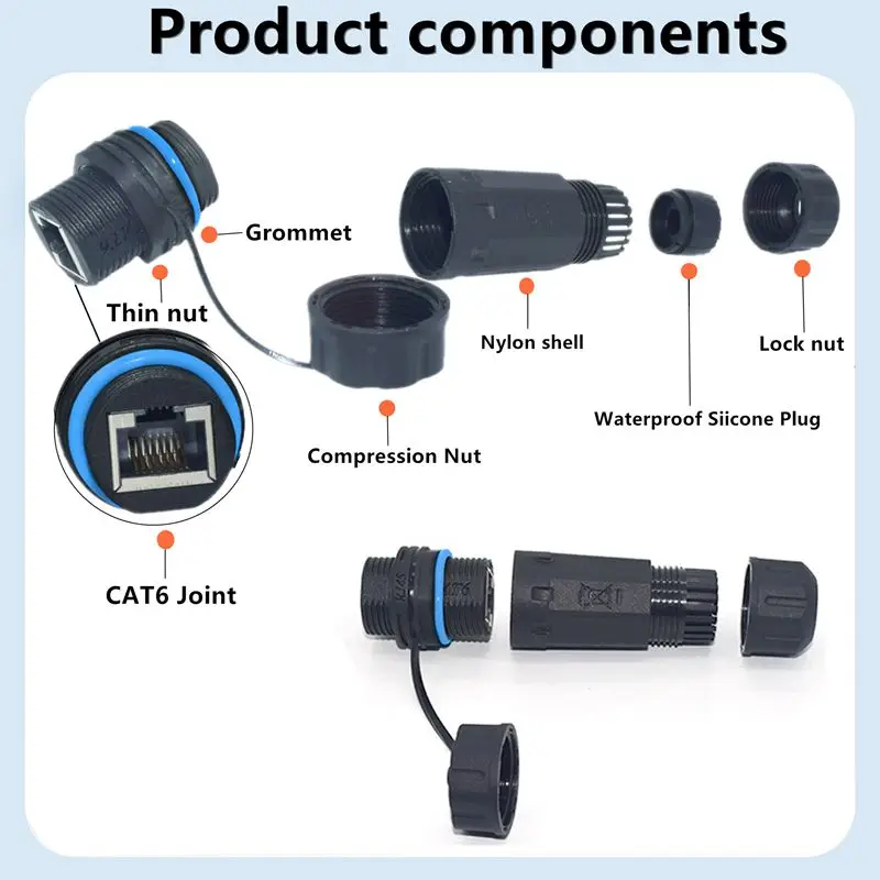 IP68 impermeable CAT6 Gigabit blindado RJ45 hembra a hembra M23 Panel fijo impermeable conector Ethernet conector LAN - imagen 5