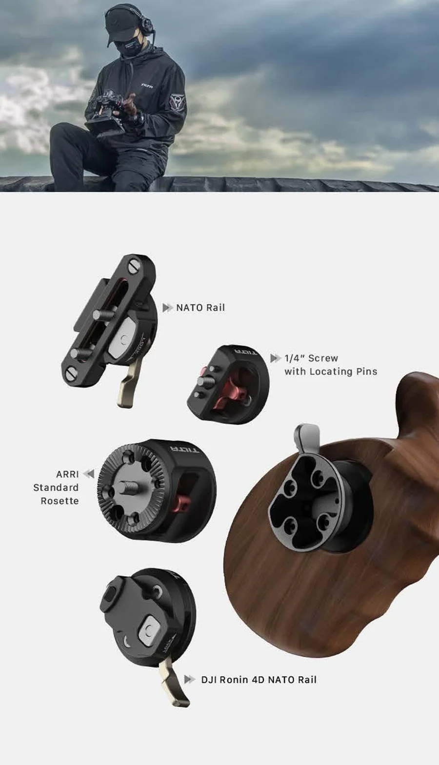 TILTA nuevo tipo accesorio de manija lateral avanzada NATO Slide extensión NATO adaptador de bielas ARRI TA-AHA2 TA-AHA3 TA-AHA4 - imagen 4