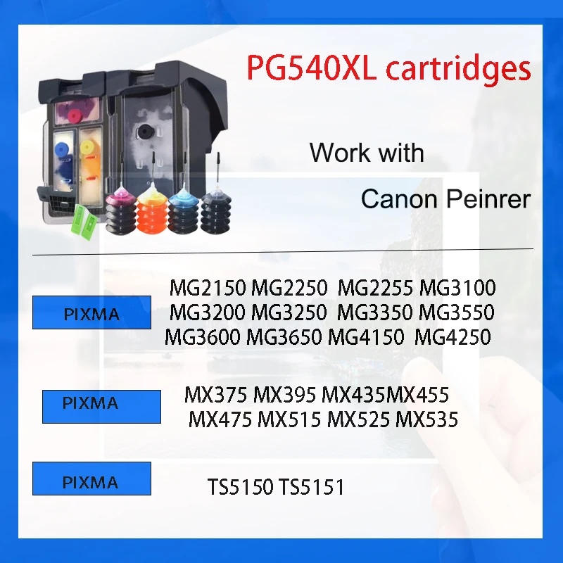 Einkshop-cartucho de tinta recargable PG540 CL541, para Canon, PG-540, PG 540, CL-541, Pixma, MX375, MX395, MX435, MG2150, MG2250, MG3150, MG3250 - imagen 4