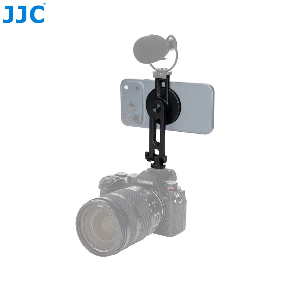 JJC Soporte magnético para teléfono con zapata fría con tornillo 1/4 Soporte para trípode para teléfono para iPhone 17 16 15 14 13 12 Monitor de cámara Samsung - imagen 5